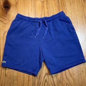 Lacoste Activewear Shorts Mens XL  Blue Embroidered Sweatshorts Fleece Cotton